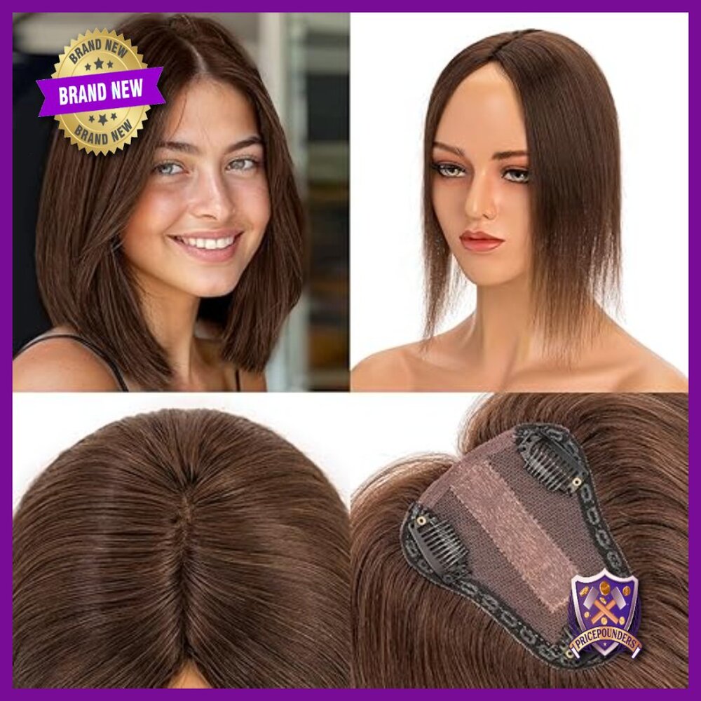 Human Hair Topper Silk Base 150% Density 10 Inch for Thinning Hair
